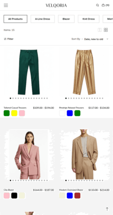 Velqoria mobile collection page